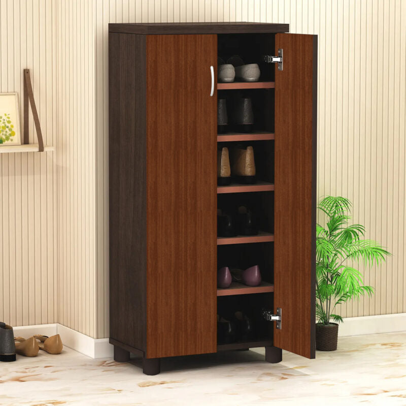 Furniva Fusion Tall Shoe Cabinet - Wenge - front view