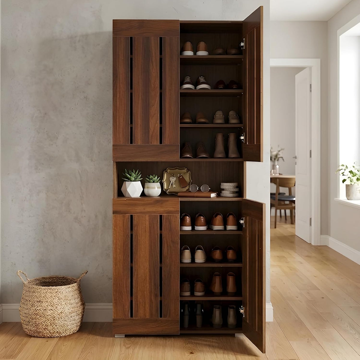 Furniva Skyline 6 Feet Shoe Rack, Columbia Walnut – view 1