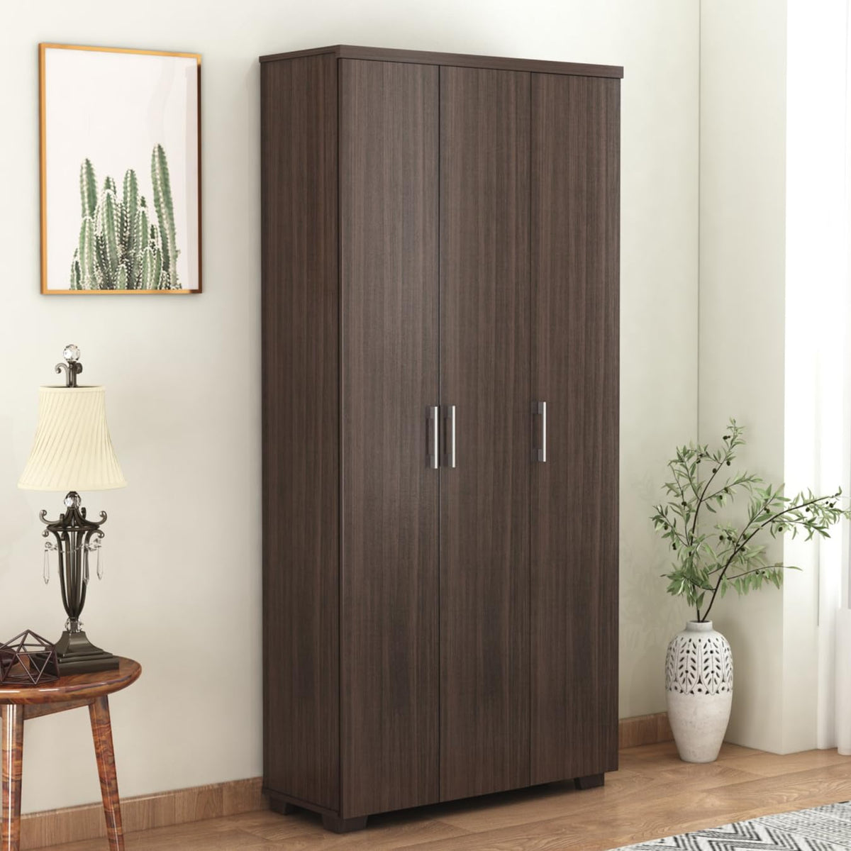 Furniva Skyline 3 Door Wardrobe Cum Shoe Rack, Wenge – view 2