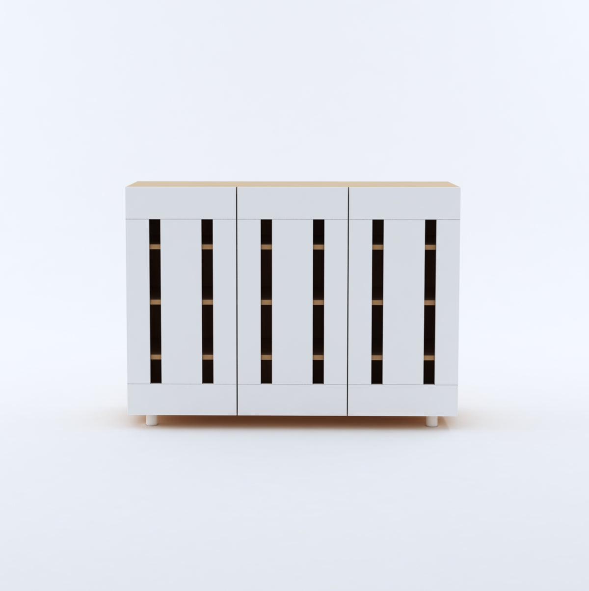 Furniva Minimal Three Door Shoe Rack, Sonoma Oak and White – view 2