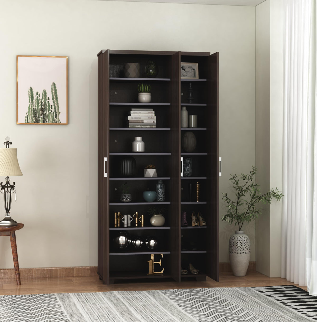 Furniva Skyline 3 Door Wardrobe Cum Shoe Rack, Wenge – view 3
