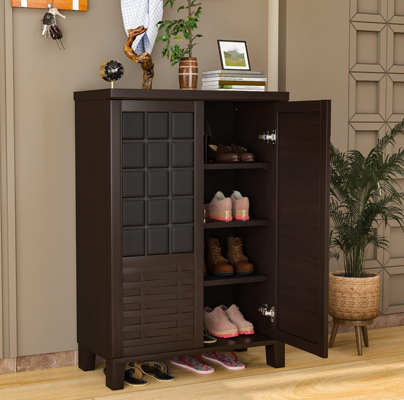 Furniva Zest Style Two Door Shoe Rack with Mirror, Wenge – view 3