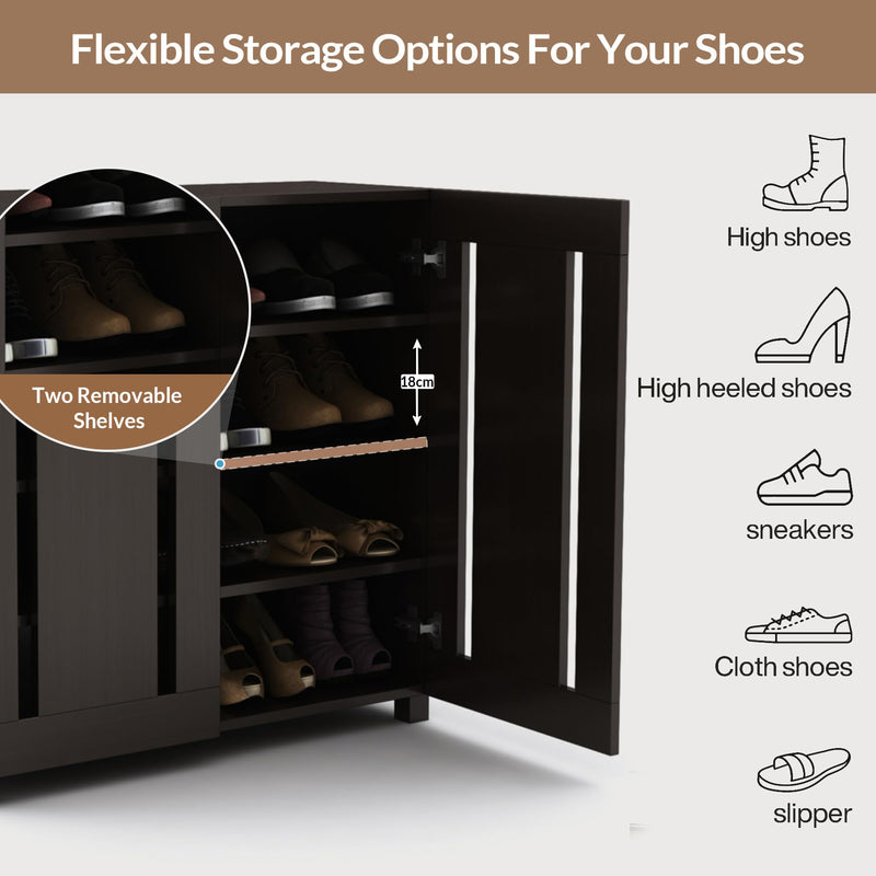 Furniva Minimal Two Door Shoe Rack Cabinet, Wenge – view 3