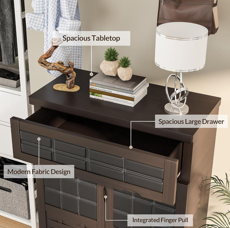 Furniva Zest Chic Two Door Shoe Rack with Drawer, Wenge – view 3