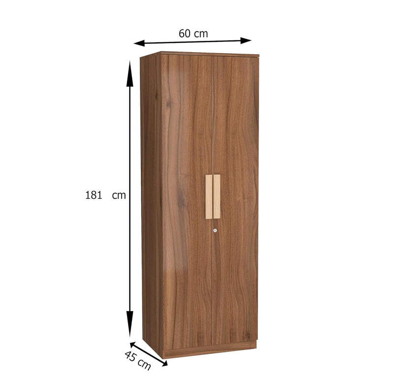 Furniva Nexa 2 Door Wooden Wardrobe, Lyon Walnut – view 6