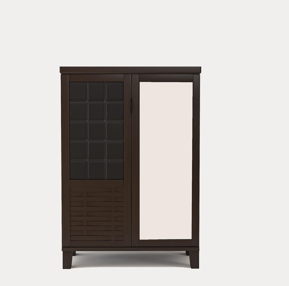 Furniva Zest Style Two Door Shoe Rack with Mirror, Wenge – view 6