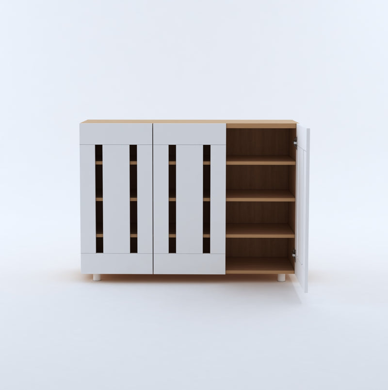 Furniva Minimal Three Door Shoe Rack, Sonoma Oak and White – view 5