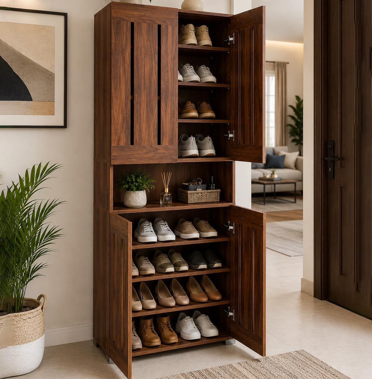 Furniva Skyline 6 Feet Shoe Rack, Columbia Walnut – view 7