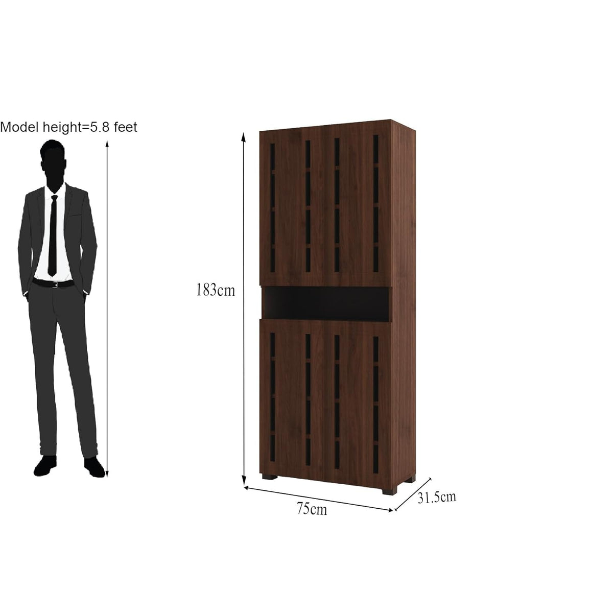 Furniva Skyline 6 Feet Shoe Rack, Columbia Walnut – view 8