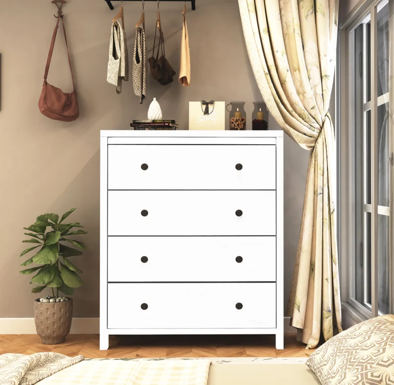 Furniva Iris 4 Drawer Chest - Ice White - front view
