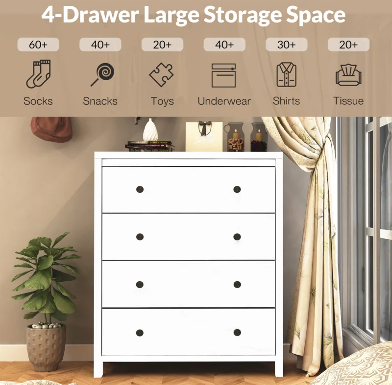 Furniva Iris 4 Drawer Chest - drawer open detail
