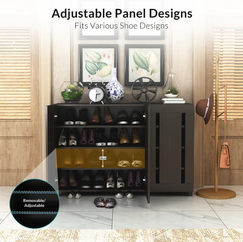 Furniva Minimal Three Door Shoe Rack - angle view