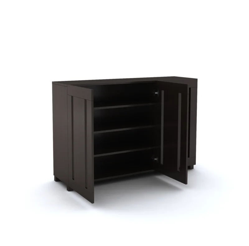 Furniva Minimal Three Door Shoe Rack - open door view