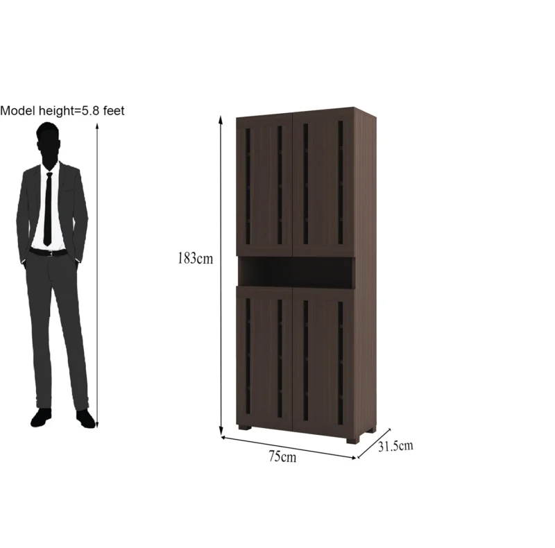 Furniva Skyline Four Shutter Utility Shoe Rack - Wenge - room setting
