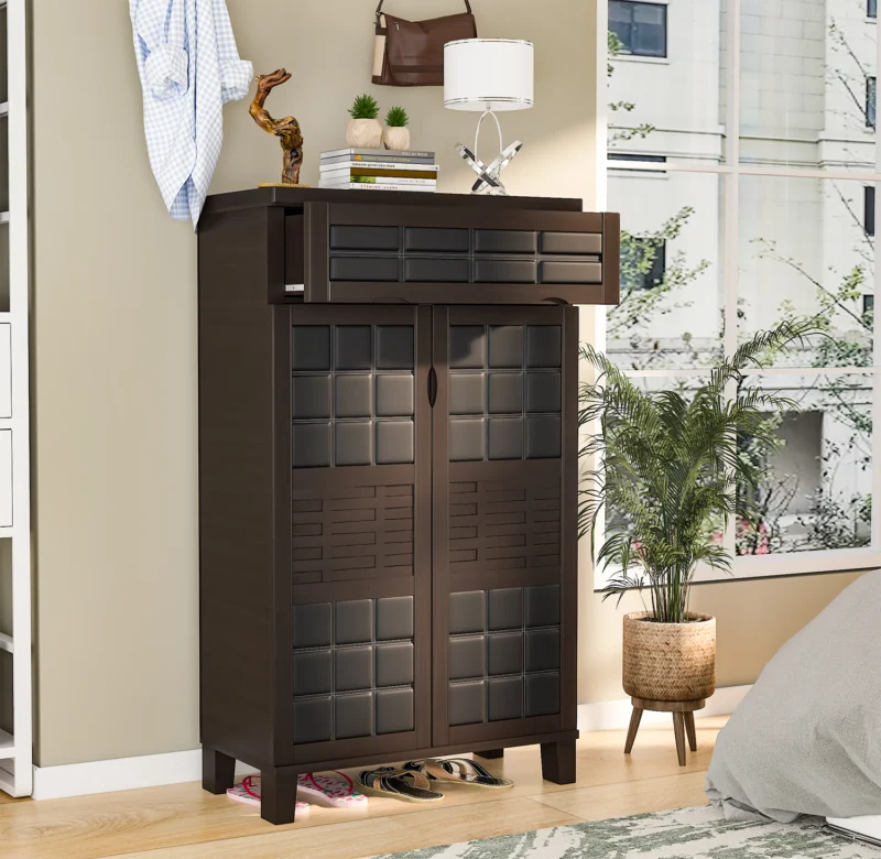 Furniva Zest Chic Two Door Shoe Rack - Wenge - front view