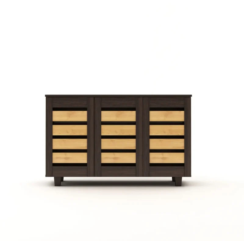 Furniva Ever-Fresh Three Door Shoe Rack, Yellow and Brown – angle view