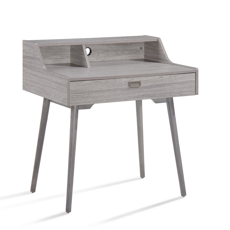 Aero Study Desk with Hutch and Drawer - Ash Grey