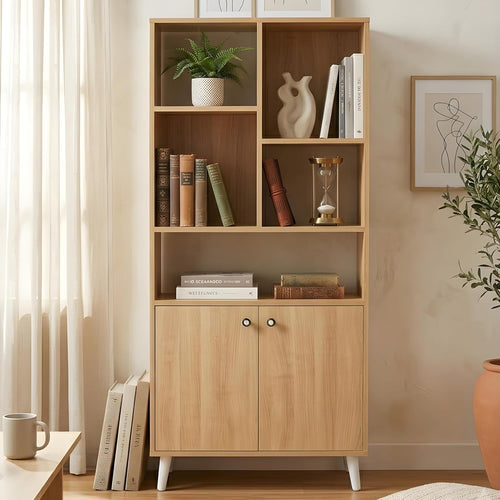 Aura Display Decor Cabinet & Open Bookshelf - Lome Cherry