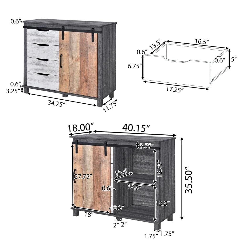 Avenbury 4 Drawer Barn Door Sideboard, view 2