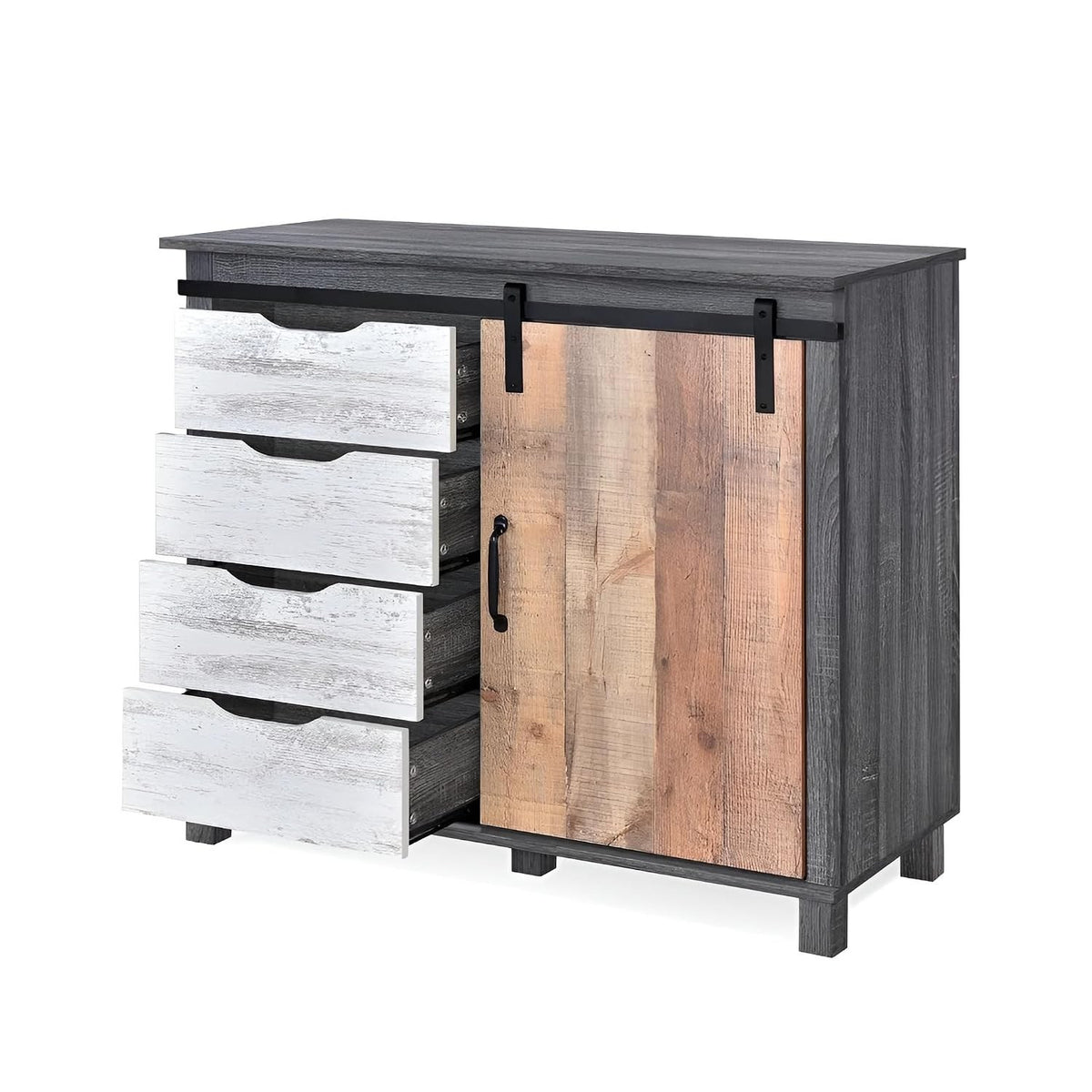 Avenbury 4 Drawer Barn Door Sideboard, view 6