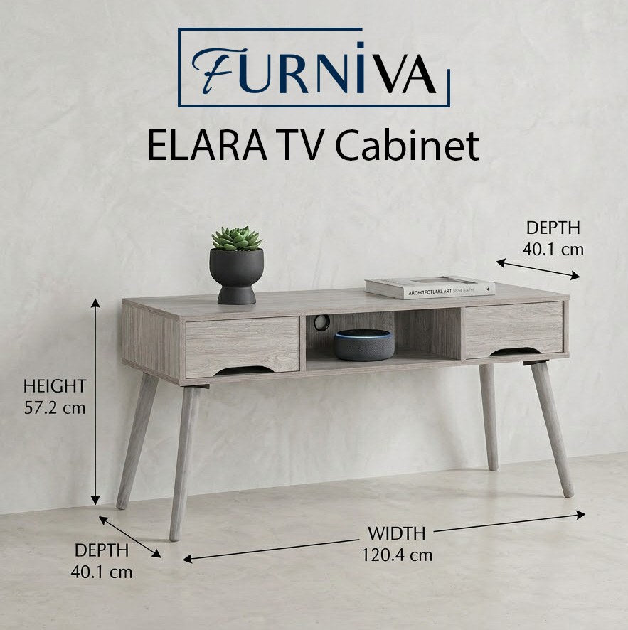 Elara TV Unit with Solid Wood Legs, view 2