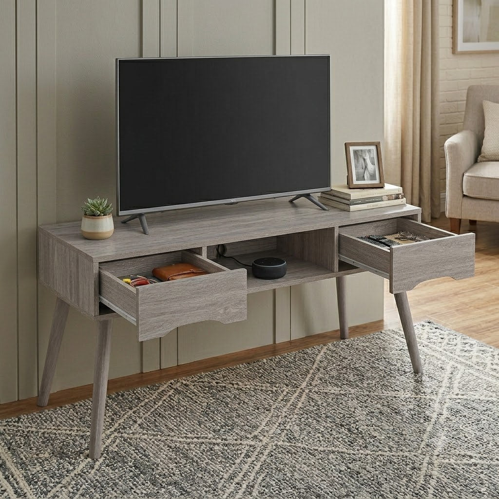 Elara TV Unit with Solid Wood Legs, view 5