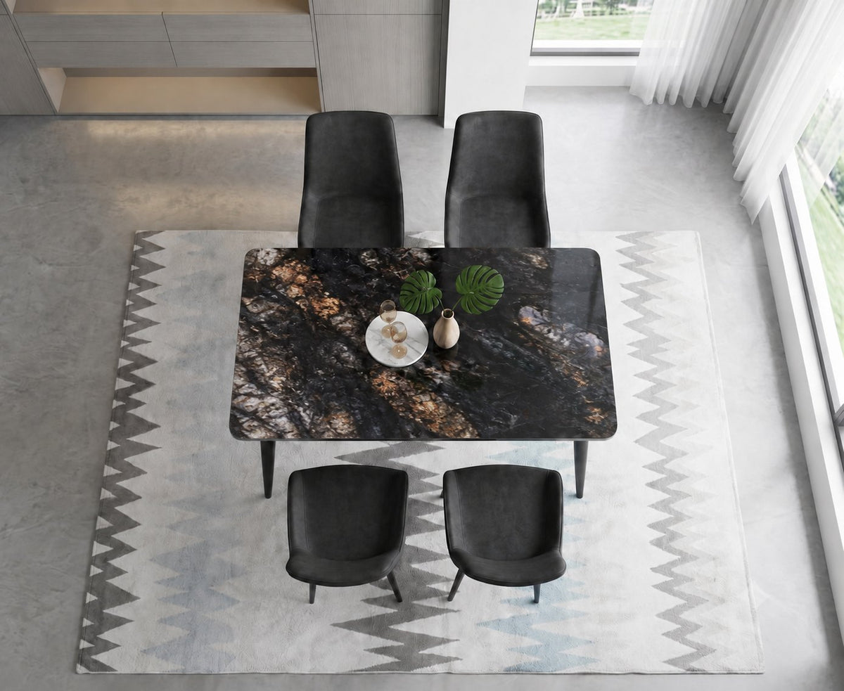 Eclipse 4 Seater Sintered Stone Dining Set (120 x 80 cm) - Cosmo Black, Grey Chairs – photo 2