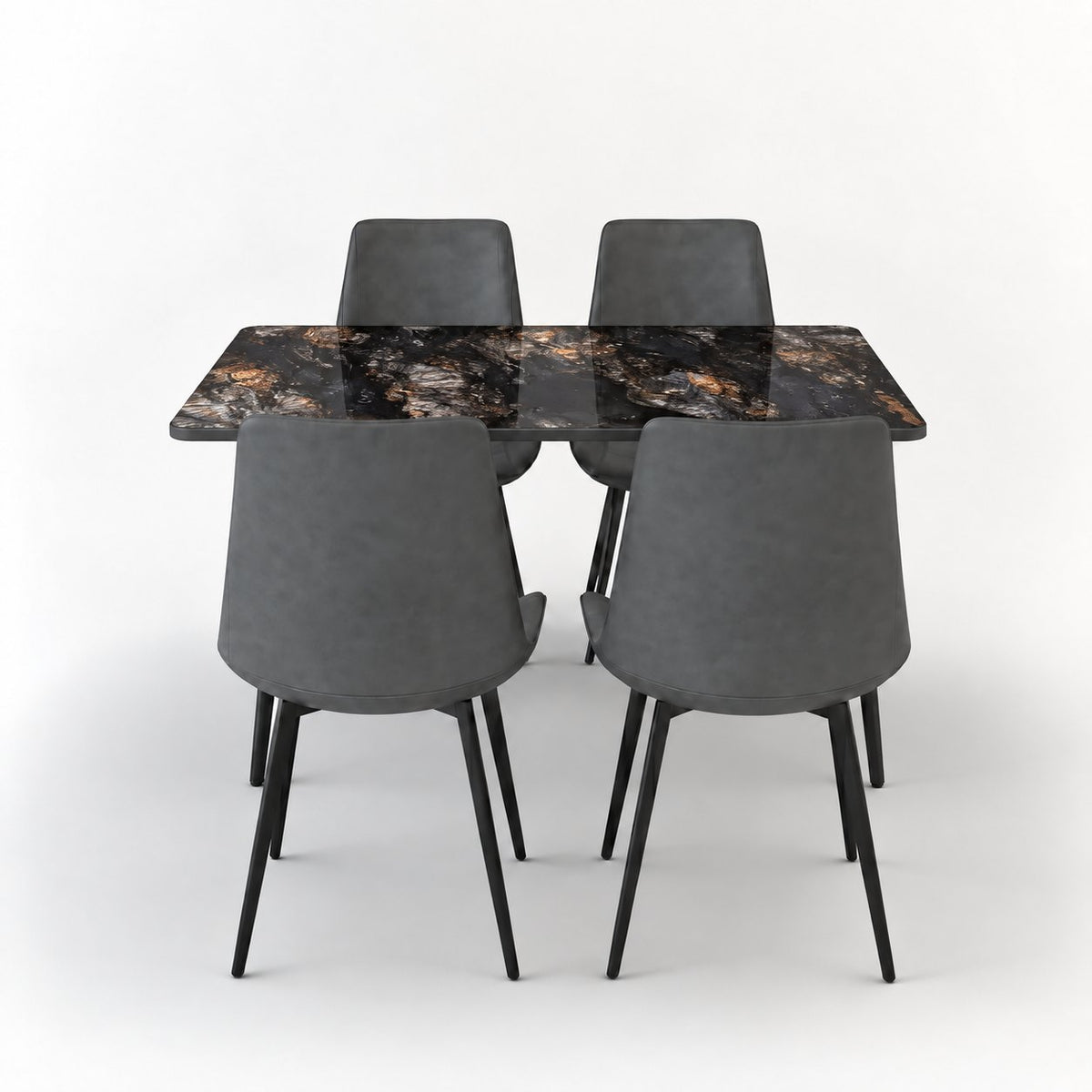 Eclipse 4 Seater Sintered Stone Dining Set (120 x 80 cm) - Cosmo Black, Grey Chairs – photo 4