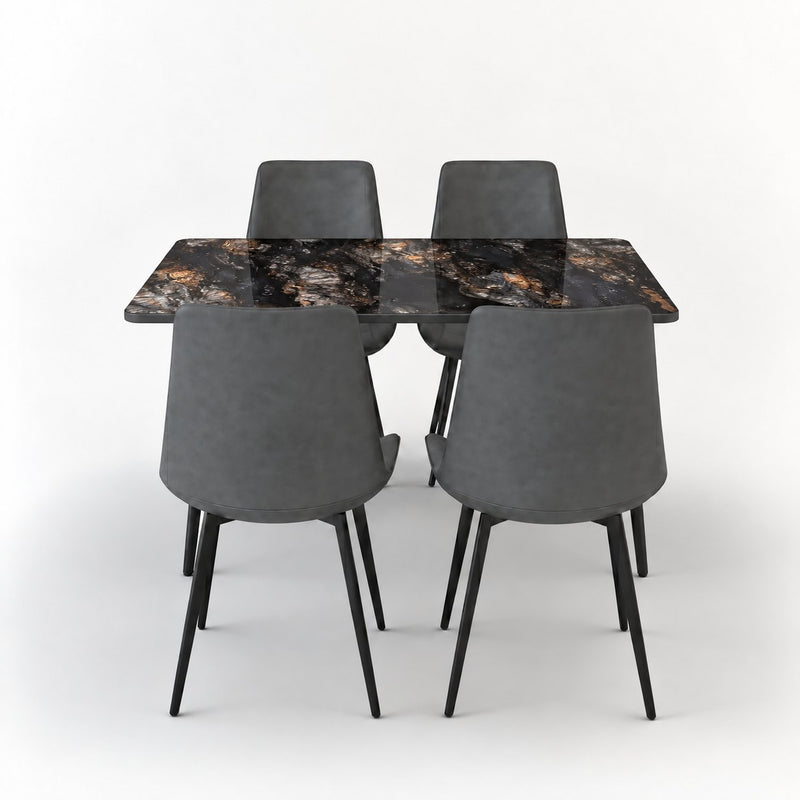 Eclipse 4 Seater Sintered Stone Dining Set (120 x 80 cm) - Cosmo Black, Grey Chairs – photo 4