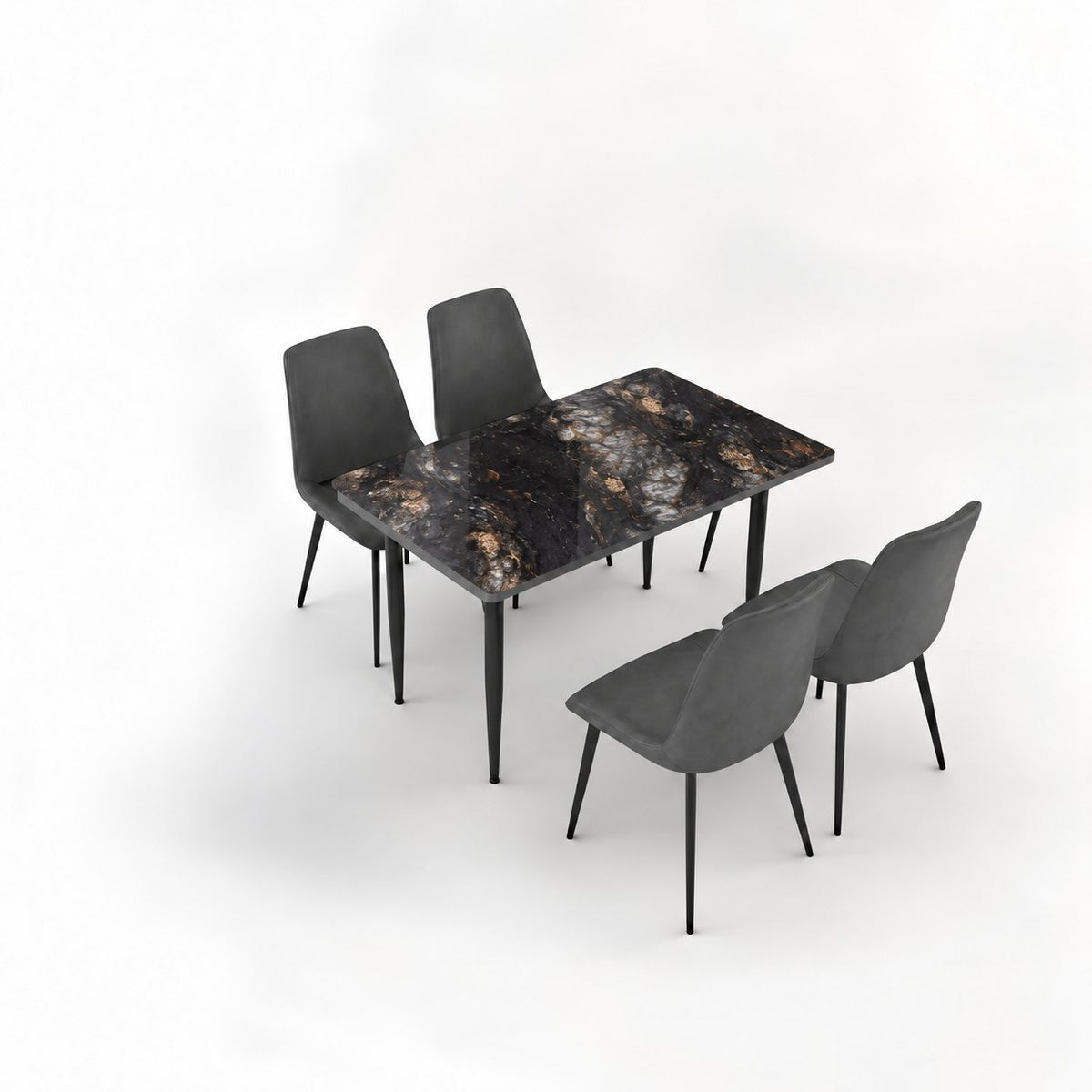 Eclipse 4 Seater Sintered Stone Dining Set (120 x 80 cm) - Cosmo Black, Grey Chairs – photo 5