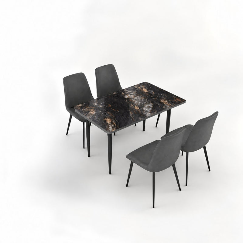 Eclipse 4 Seater Sintered Stone Dining Set (120 x 80 cm) - Cosmo Black, Grey Chairs – photo 5