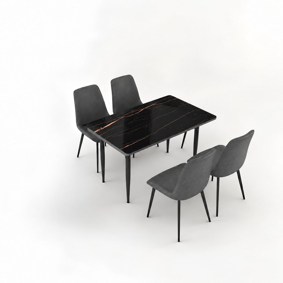 Eclipse 4 Seater Sintered Stone Dining Set (120 x 80 cm) - Galaxy Black, Grey Chairs – photo 5