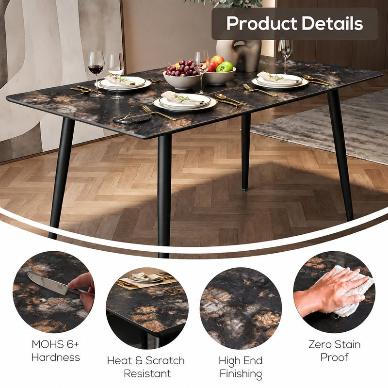 Italiana 120 x 80 cm Sintered Stone Dining Table - Cosmo Black – photo 5