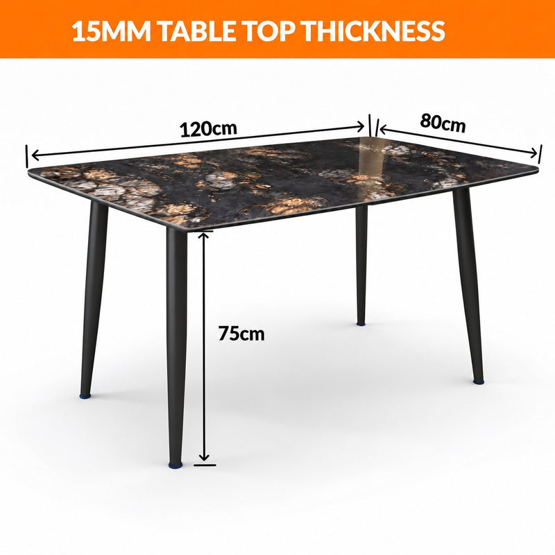 Italiana 120 x 80 cm Sintered Stone Dining Table - Cosmo Black – photo 7