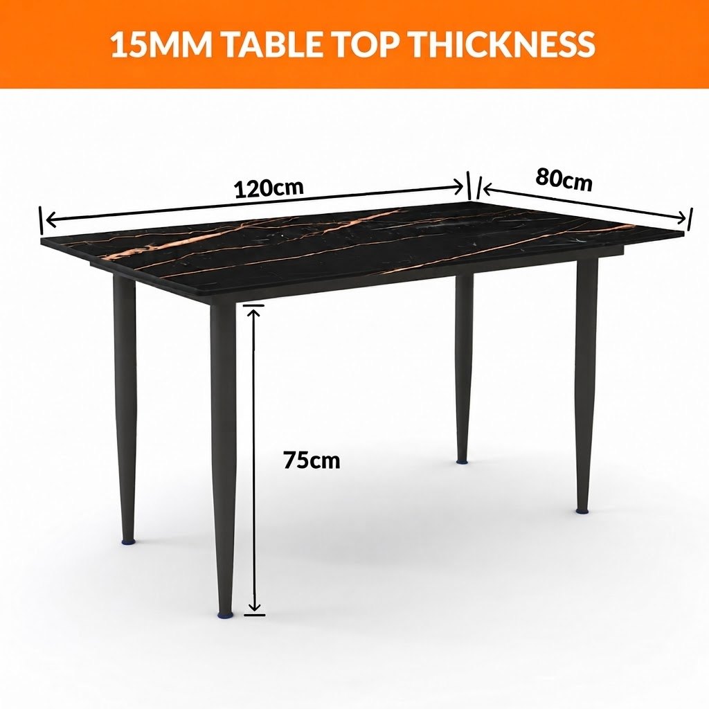 Italiana 120 x 80 cm Sintered Stone Dining Table - Galaxy Black – photo 2