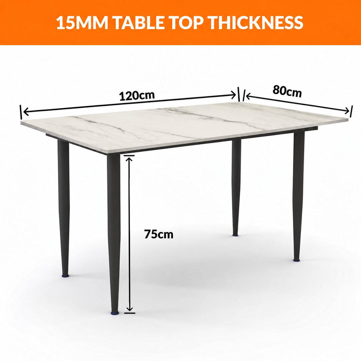 Italiana 120 x 80 cm Sintered Stone Dining Table - Helios White – photo 2