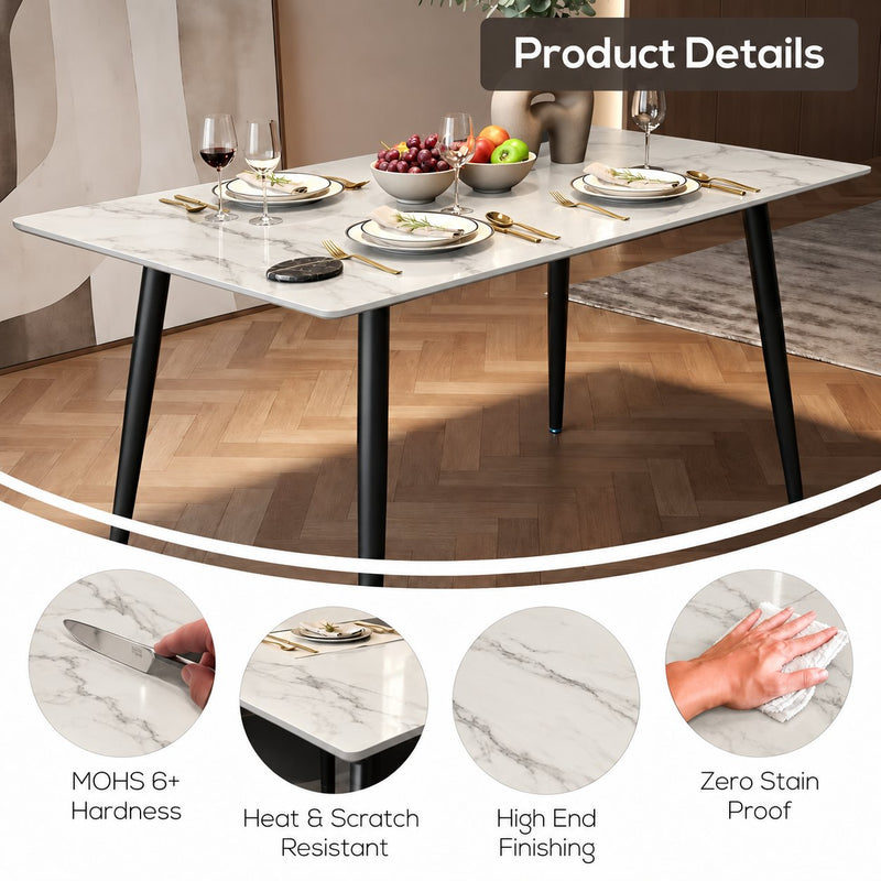 Italiana 120 x 80 cm Sintered Stone Dining Table - Helios White – photo 8