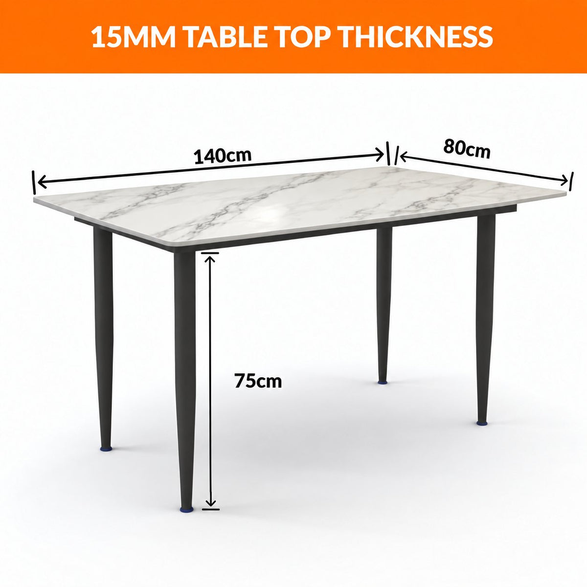 Italiana 140 x 80 cm Sintered Stone Dining Table - Helios White – photo 2