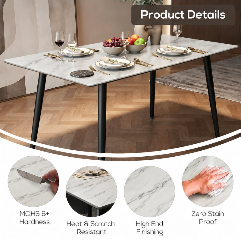 Italiana 140 x 80 cm Sintered Stone Dining Table - Helios White – photo 8