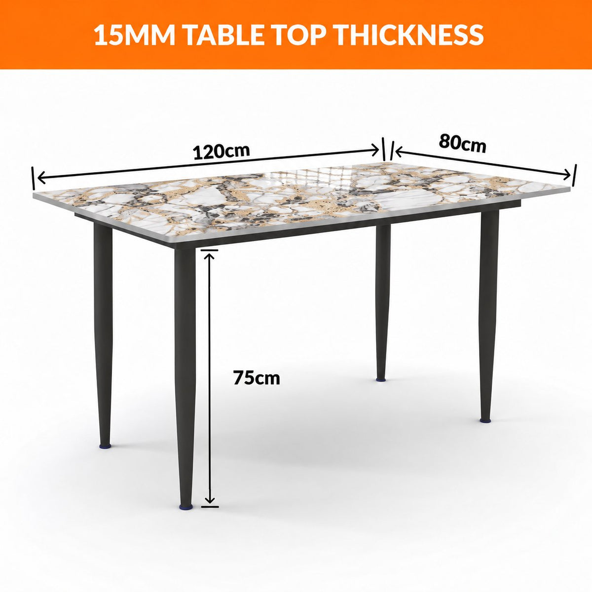 Italiana 120 x 80 cm Sintered Stone Dining Table - Midas Gold – photo 2