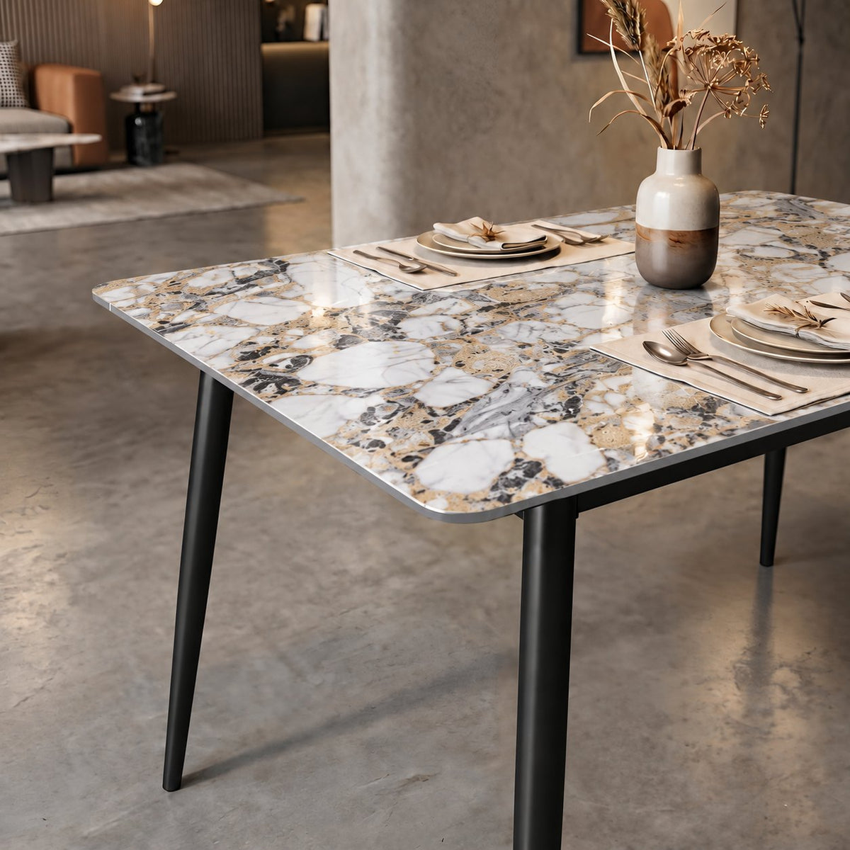 Italiana 120 x 80 cm Sintered Stone Dining Table - Midas Gold – photo 3