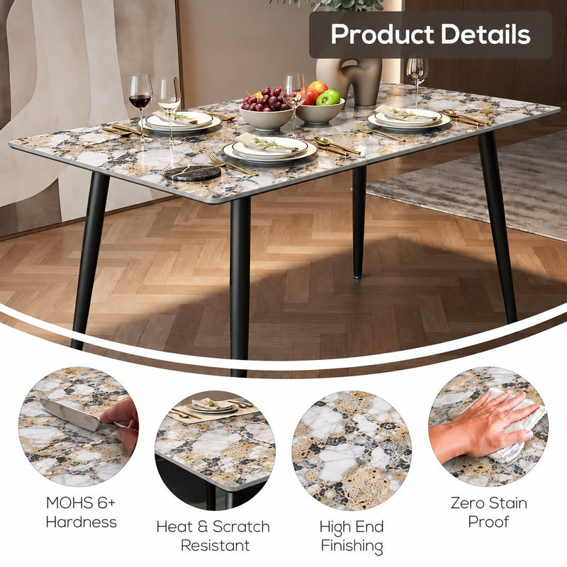 Italiana 120 x 80 cm Sintered Stone Dining Table - Midas Gold – photo 8