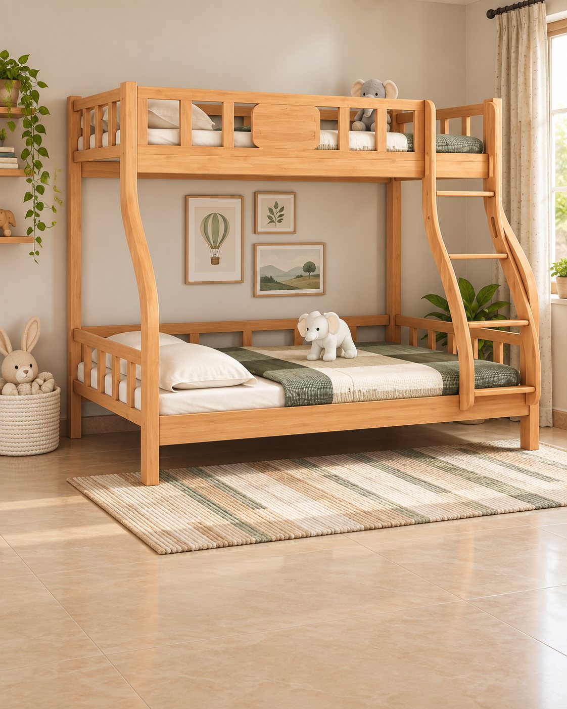 Furniva Rustic Haven oak bunk bed in a children's bedroom