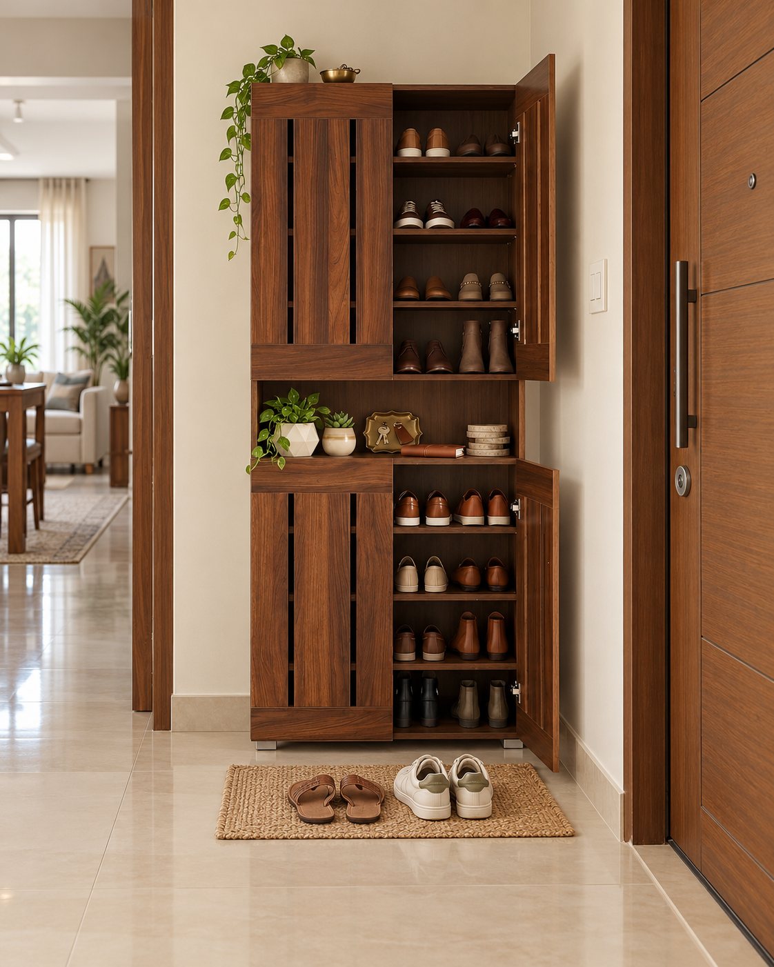 Furniva Skyline shoe cabinet beside a flat's front door