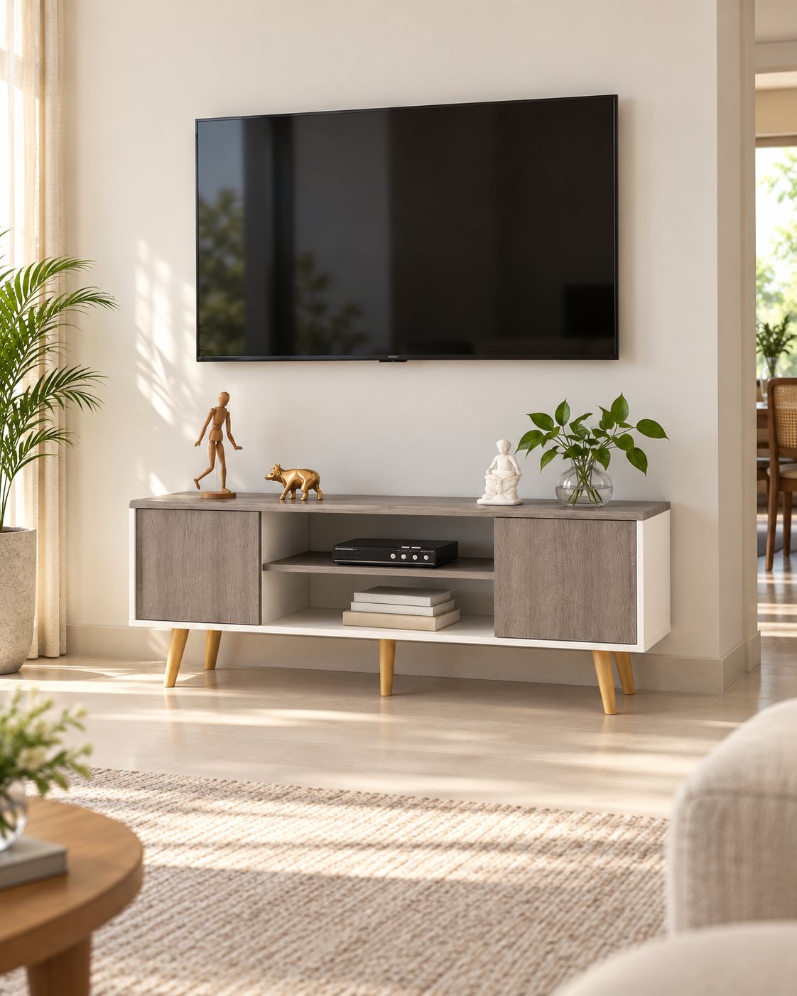 Furniva Bella TV unit on a living room TV wall