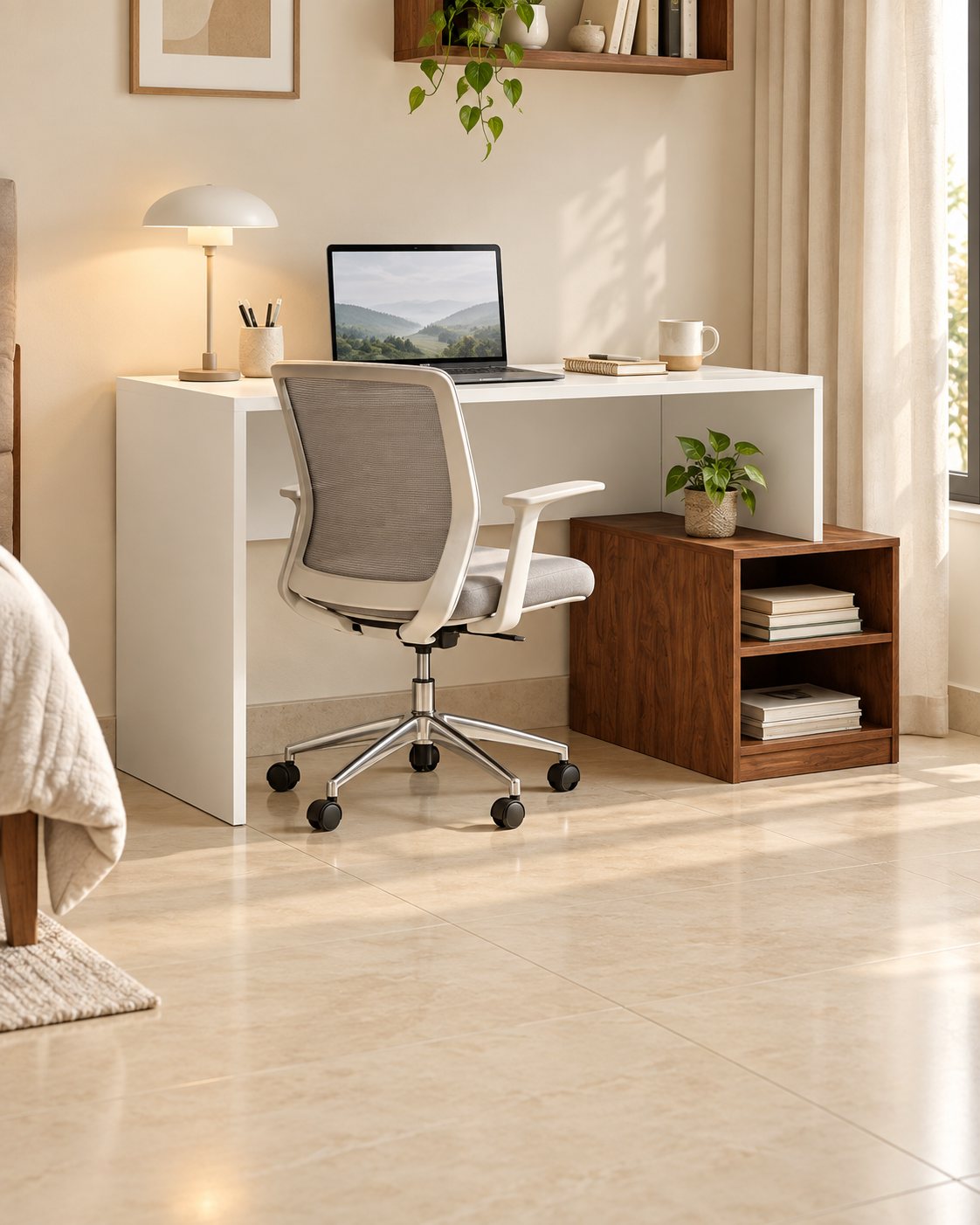 Furniva Horizon study desk set up as a home office corner