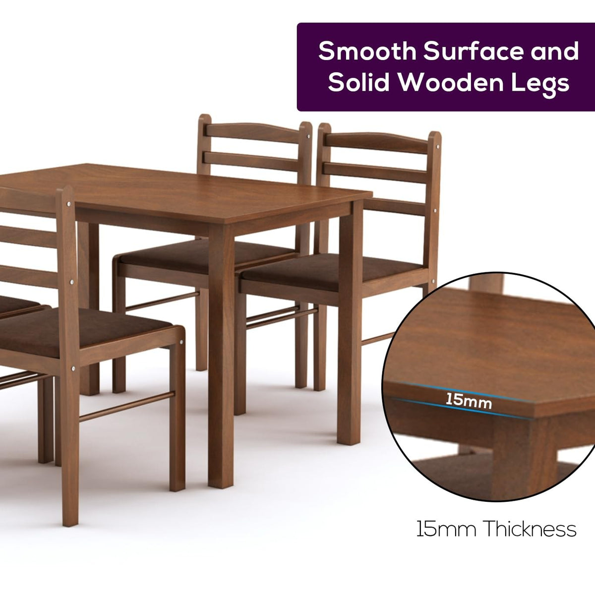 Muar 4 Seater Solid Wood Dining Set, view 3