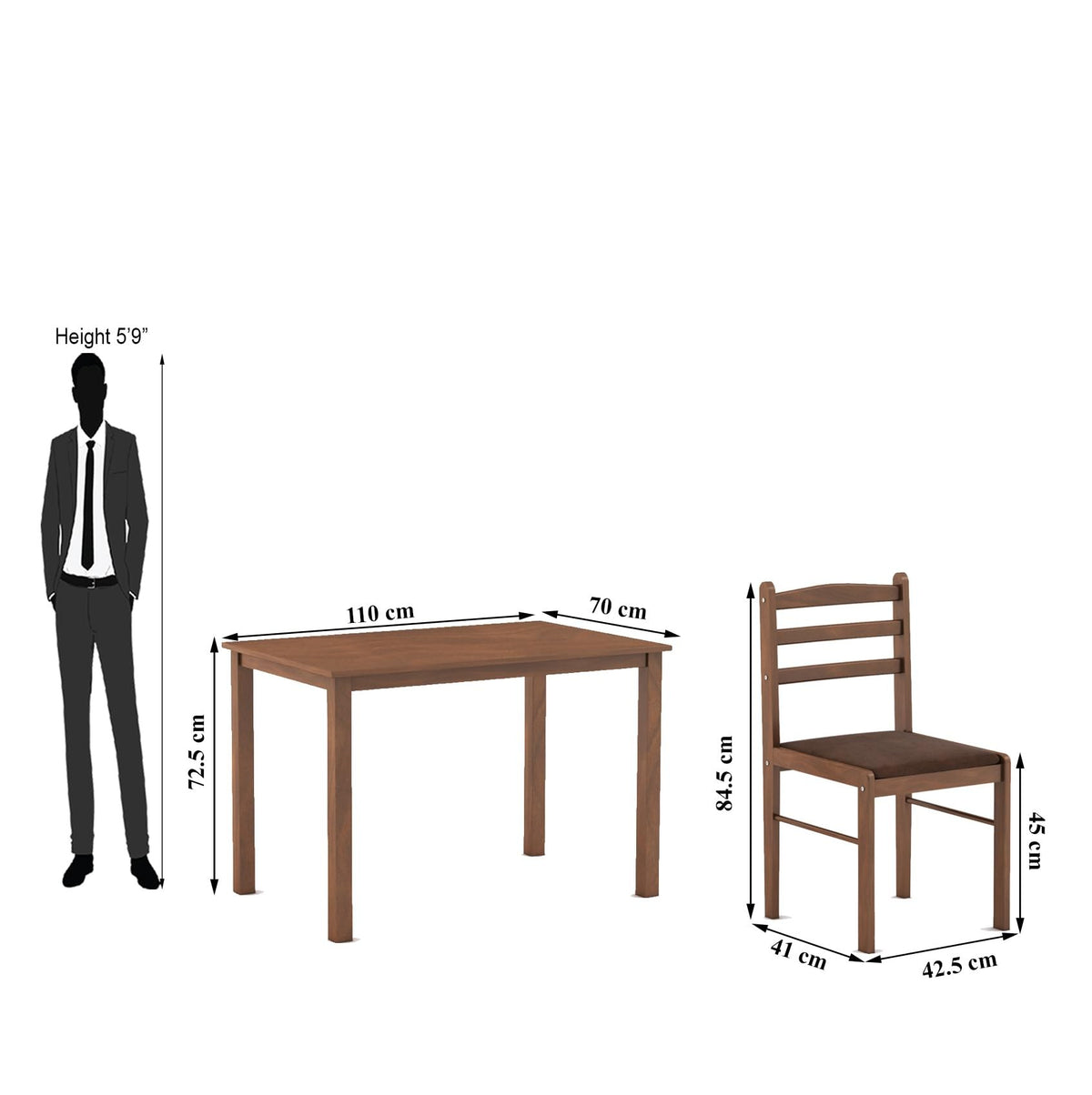 Muar 4 Seater Solid Wood Dining Set, view 7