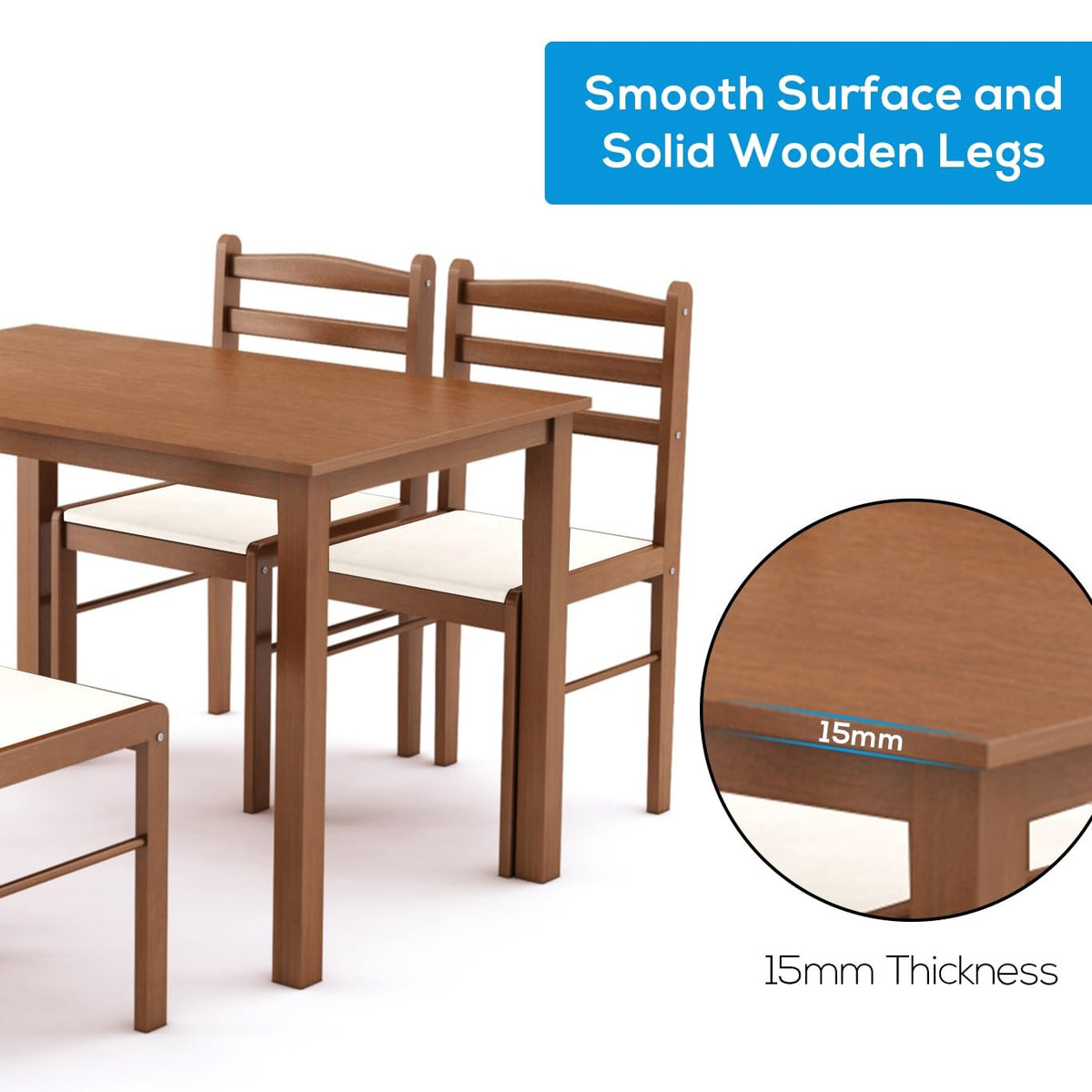 Muar 4 Seater Solid Wood Dining Set, view 3