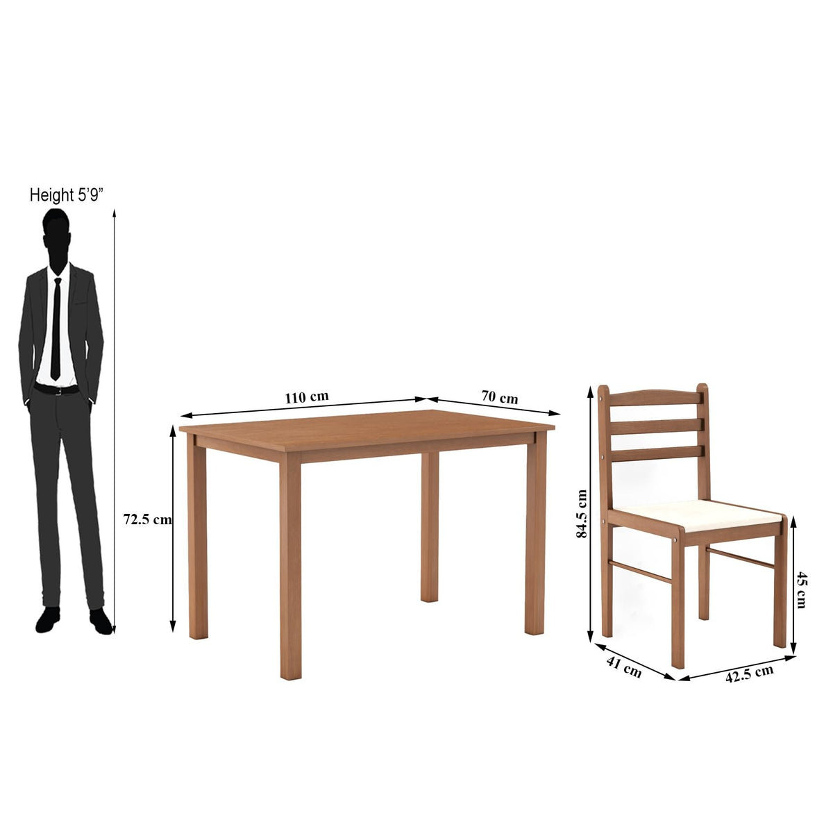 Muar 4 Seater Solid Wood Dining Set, view 8